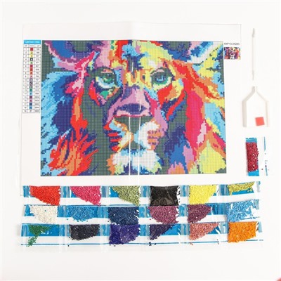 Алмазная мозаика с полным заполнением на холсте «Лев», 30×40 см