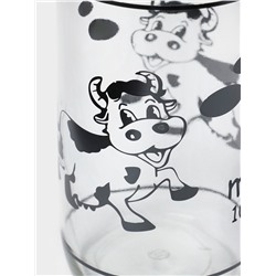 Бутыль для молока Доляна «Коровушка», 1 л, 8.5×25 см, стекло