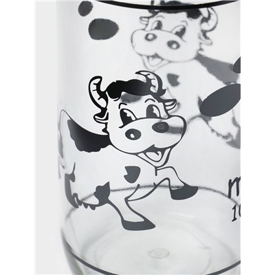 Бутыль для молока Доляна «Коровушка», 1 л, 8.5×25 см, стекло