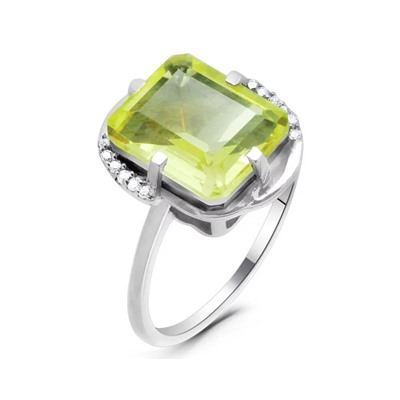 Кольцо из серебра лимонный топаз, Синтия