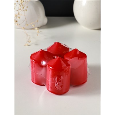 Набор: свеча-цилиндр 4×6 см, 70 г, 4 шт., красный