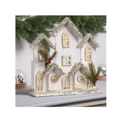 Фигура деревянная «Хижина», 28×29×7 см, 10 LED, батарейки AAx2 (не в комплекте), свечение теплое белое