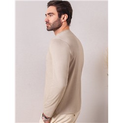 Джемпер хенли из полотна пике с меланжевым плетением с эластаном