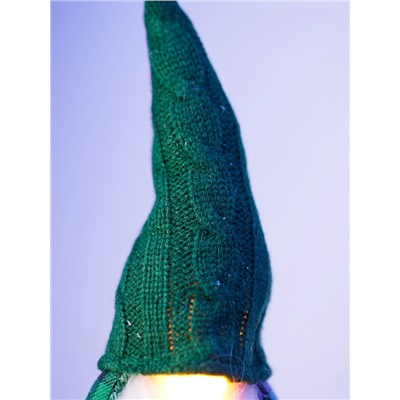 Фигура текстиль «Гном в зелёном» 42 см, 1 LED, от батареек AG10×3, свечение тёплое белое