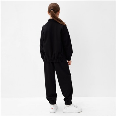 Ветровка (бомбер) для девочки MINAKU: Casual Collection KIDS, чёрная, рост 146 см