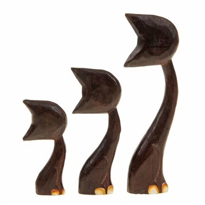 Сувенир «Кошки белые ушки. Любопытство», набор 3 шт., h=13 см, h=19, h=28 см, дерево