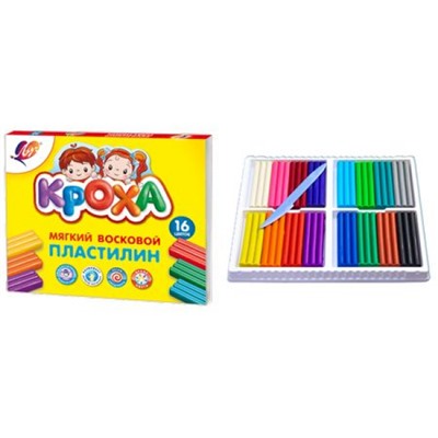 Пластилин восковой 16цв 240гр. "Кроха" 28С 1646-08 Луч