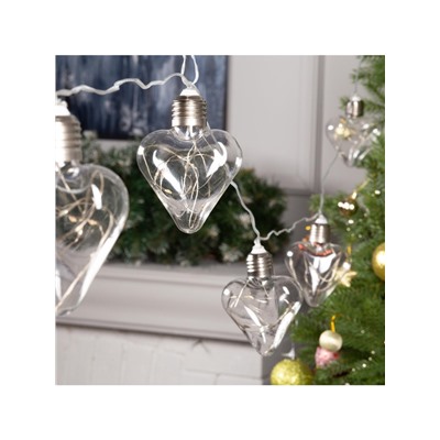 Гирлянда «Нить» 3 м с насадками «Лампочки сердца», IP20, прозрачная нить, 80 LED, свечение мульти, 8 режимов, 220 В