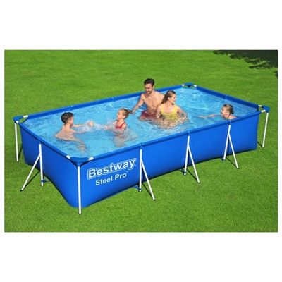 УЦЕНКА Бассейн каркасный Steel Pro, 400×211×81 см, фильтр-насос, прямоугольный, 56424 Bestway
