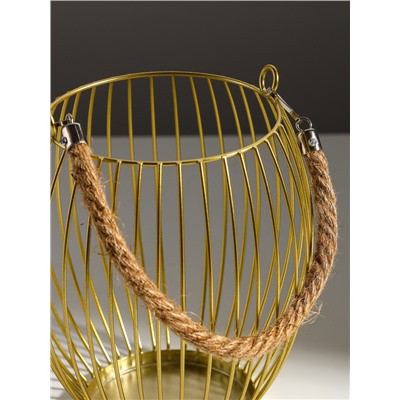 Подсвечник металл на 1 свечу «Корзина», d=10 см, бронза, 15×15×17 см