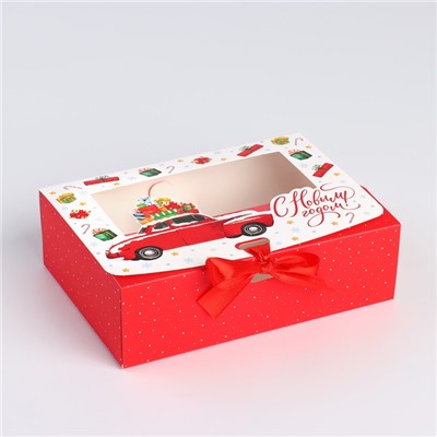 Коробка подарочная новогодняя складная «С Новым годом!» 16.5×12×5 см