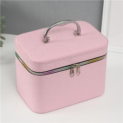 Набор шкатулок для украшений с зеркалом «Сердца», 3 шт., искусственная кожа, св. розовая