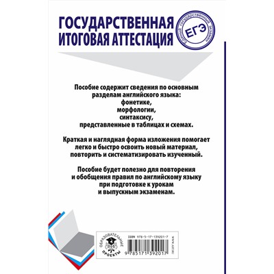АСТ Терентьева О.В. "ЕГЭ. Английский язык. Весь школьный курс в таблицах и схемах для подготовки к единому государственному экзамену"