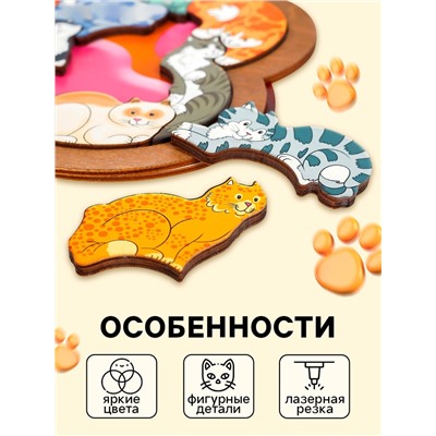 Пазл деревянный «Кошки» 14 деталей
