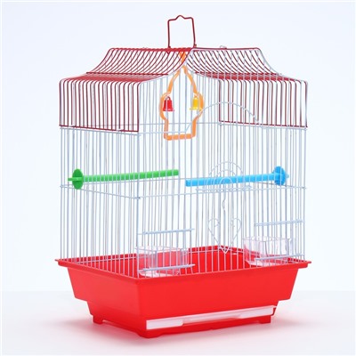 Клетка для птиц укомплектованная Bd-1/4f, 30×23×39 см, красная