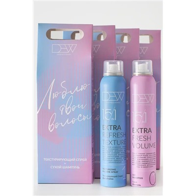 DEW Professional Набор для волос: Текстурирующий спрей + Сухой шампунь, 200 мл x 2 KRISTALLER, 1133348