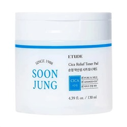 ETUDE Успокаивающие тонер-пэды с экстрактом центеллы / Soon Jung CICA Toner Pad, 130 мл 19998
