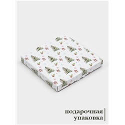 Блюдо новогоднее сервировочное Доляна «Снегири на ветке», d=19 см, стекло, голубое