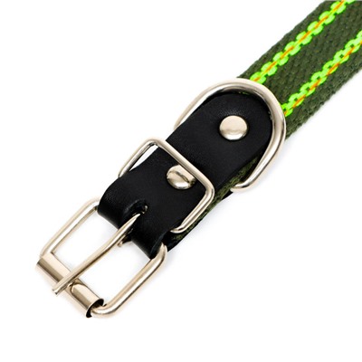 Ошейник брезентовый безразмерный двухслойный, 50×2 см, ОШ 22-45 см, хаки/зелёный