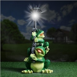 Садовая фигура - фонарь из полистоуна «Лягушата с фонарём», 24.5×19.5×57 см