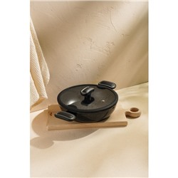 Кастрюля - жаровня SL Home, d=24 см, h=6.5 см, антипригарное покрытие, индукция, алюминий, чёрная