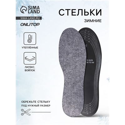 Стельки для обуви, универсальные, р-р RU до 46 (р-р Пр-ля до 46), 29 см, пара, серые