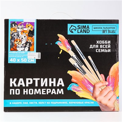 Картина по номерам на холсте с подрамником «Множество котиков», 40×50 см