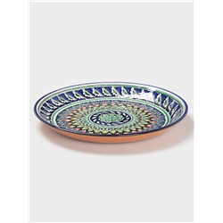 Ляган узбекский Риштанская Керамика «Орнамент», d=36 см, синий
