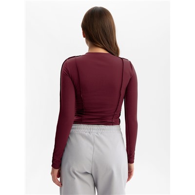 Лонгслив с декоративными швами MIST, размер 42, бордовый