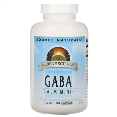 Source Naturals, ГАМК, успокаивающее средство, 750 мг, 180 капсул