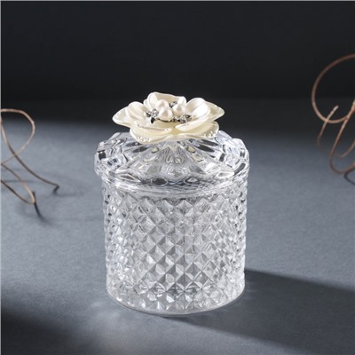 Шкатулка для украшений «Цветок пятилистник», стекло, 6×6×8.5 см