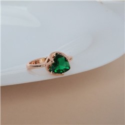 Кольцо ювелирная бижутерия Дубайское золото, 17 р, покрытие: позолота, вставка: фианит, цвет: зеленый, арт.213.630-17