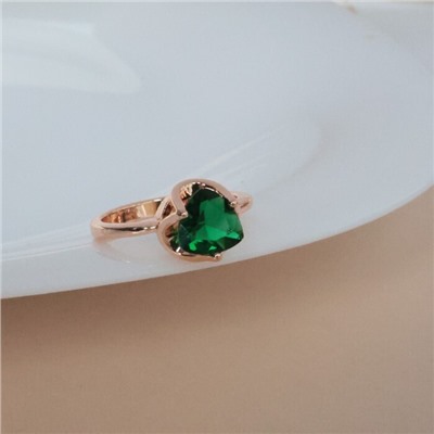 Кольцо ювелирная бижутерия Дубайское золото, 17 р, покрытие: позолота, вставка: фианит, цвет: зеленый, арт.213.630-17