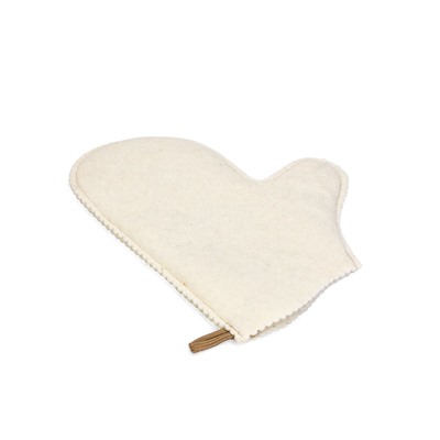 Рукавица для бани и сауны «Лучший банщик», шерсть 50%, полиэфир 50%, белая