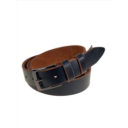 Ремень мужской из натуральной кожи, цвет черный с коричневым