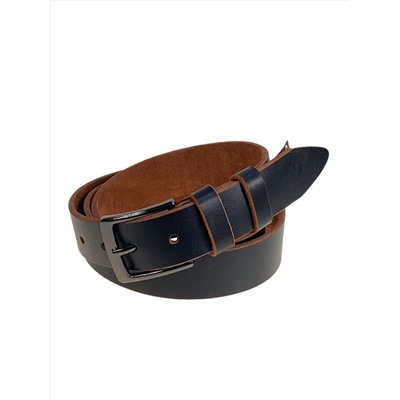 Ремень мужской из натуральной кожи, цвет черный с коричневым