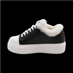 Кроссовки из натуральной кожи на меху А43-1 черные