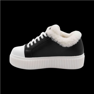 Кроссовки из натуральной кожи на меху А43-1 черные