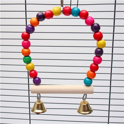 Качели для птиц, 15 см, с деревянной жёрдочкой, цвет МИКС