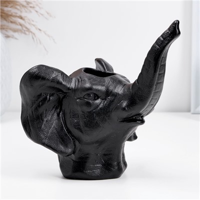 Кашпо - ваза «Слон», 13×12×15 см, 180 мл, чёрный