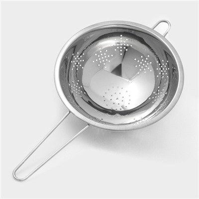Дуршлаг Доляна, 900 мл, d=18 см, толщина 0.3 мм, длинная ручка, нержавеющая сталь