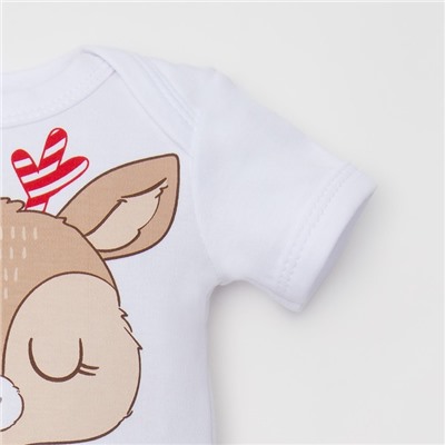 Боди детское «Крошка Я. Оленёнок», рост 62-68 см, белое
