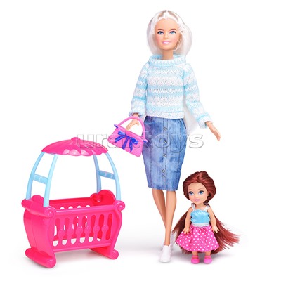 Кукла София с дочкой, 29 см. (руки и ноги сгиб, с аксесс.) в коробке
