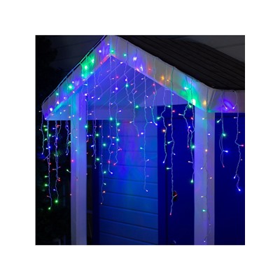 Гирлянда «Бахрома» 3×0.9 м, IP44, УМС, белая нить, 232 LED, свечение мульти, 220 В