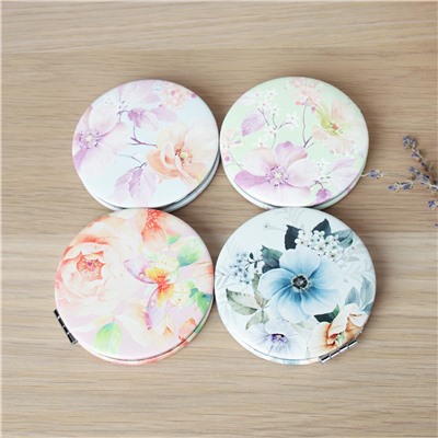 Зеркало карманное 7 см Цветы / PJ-8 /уп 12/480/