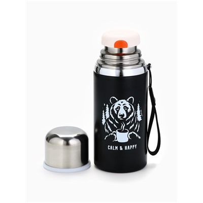 Термос Calm and happy, чёрный, 600 мл
