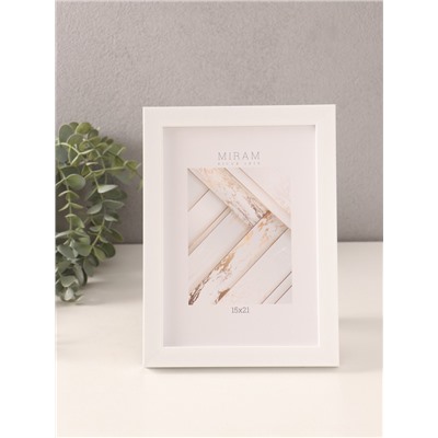 Фоторамка для фото 15×21 см «МИРАМ», пластик, белый, (пластиковый экран)