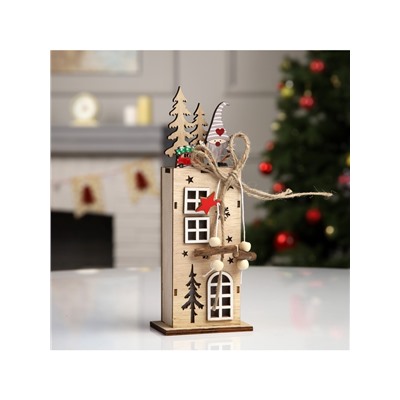 Светодиодная фигура «Фабрика подарков» 7.5×22×5 см, дерево, батарейки LR1130×3 (в комплекте), свечение тёплое белое