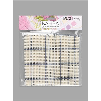 Канва страмин для вышивания, в клетку, №5, 48×48 см, белая, синяя