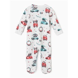 Комбинезон детский детский MINAKU New Year's cars, рост 62-68 см, белый